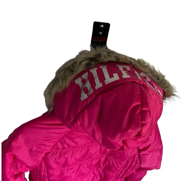 Tommy Hilfiger Big Girls Pink Hooded Jacket with Faux Trim